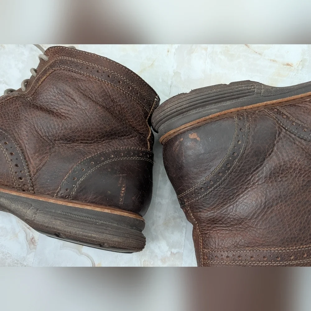 Bass Brown Leather Upper Wingtip Boots Men Sz 13